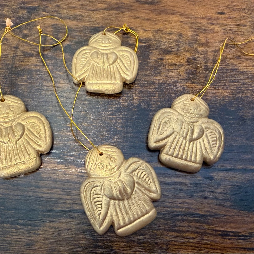4 Gold Angel Ceramic Christmas Ornaments from Ten Thousand Villages